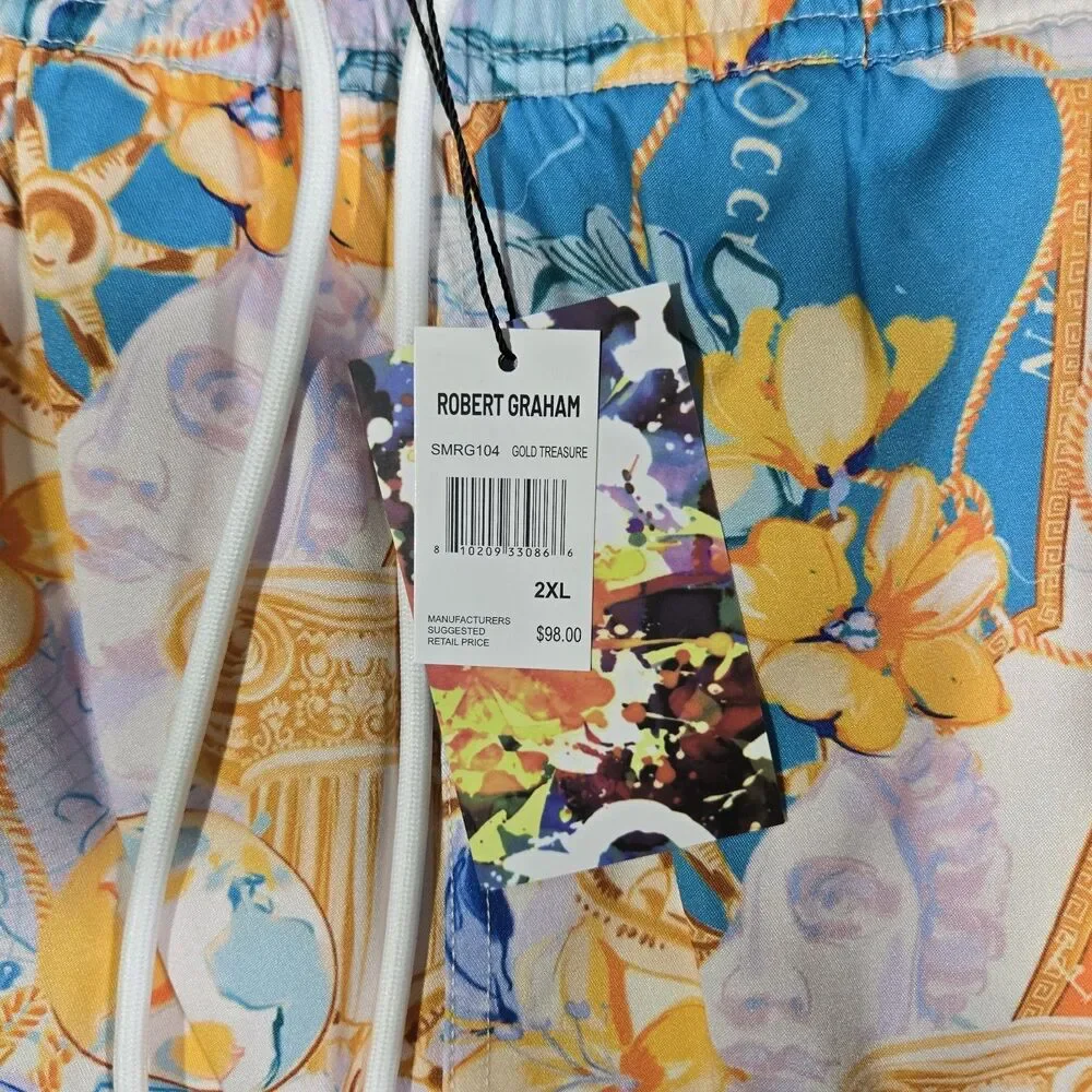 Robert Graham Swim Trunks Mens 2XL Gold Treasure 5